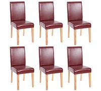 Lot de 6 chaises de séjour Littau - simili-cuir, brun rouge, pieds clairs