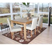 Lot de 6 chaises de séjour Littau simili-cuir, crème, pieds clairs