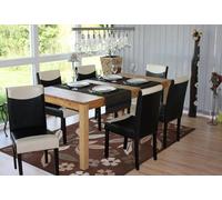 Lot de 6 chaises de séjour Littau simili-cuir, noir/crème, pieds foncés