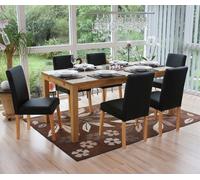 Lot de 6 chaises de séjour Littau simili-cuir, noir mat, pieds clairs