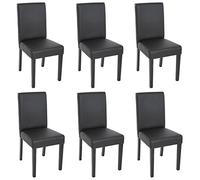 Lot de 6 chaises de séjour Littau - simili-cuir, noir mat, pieds foncés