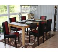 Lot de 6 chaises de séjour Littau simili-cuir, noir/rouge, pieds foncés