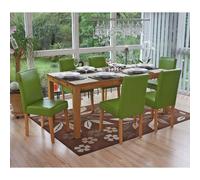 Lot de 6 chaises de séjour Littau simili-cuir, vert, pieds clairs