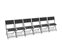 DCB Garden - Lot de 6 chaises pliantes Boston en aluminium et toile plastifiée 82cm Gris anthracite