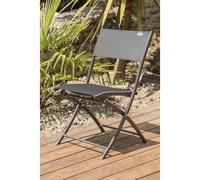 DCB Garden - Lot de 6 chaises pliantes Boston en aluminium et toile plastifiée 82cm Gris anthracite