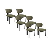 Vente-unique - Lot de 6 chaises en Tissu Bouclette et Bois d'hévéa Noir - Kaki - WILANA - Salle à Manger