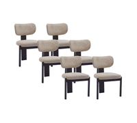 Lot de 6 chaises en tissu bouclette et bois d'hévéa noir - Taupe - WILANA