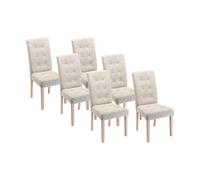 Lot de 6 chaises en tissu et bois - Beige - VILLOSA
