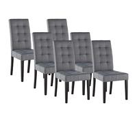 Lot de 6 chaises en tissu et bois - Gris - VILLOSA