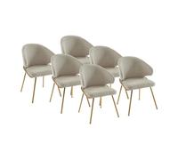 Lot de 6 chaises en tissu et métal doré - Beige - LUXIVA Beige