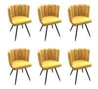 Lot De 6 Chaises En Velours Ariel Jaune Home Deco Factory