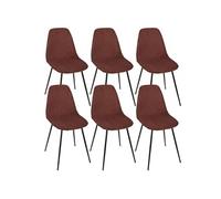 Lot de 6 chaises en velours côtelé coloris terracotta - AMORY - ALTOBUY Rouge