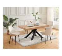 Lot de 6 chaises en velours côtelé et métal - Crème - MASURIE