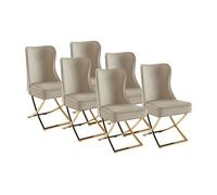 Lot de 6 chaises en velours et acier inoxydable doré - Beige - MARELANO de Pascal MORABITO