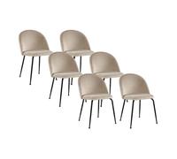 Vente-unique-Lot de 6 chaises Melbourne en Velours Beige avec Pieds en métal Noir Mat, Design Moderne et Confortable, idéales pour Salle à Manger, Alliant élégance, stabilité et Assise agréable