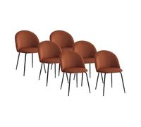 Lot de 6 chaises en velours et acier inoxydable noir - Terracotta - MELBOURNE