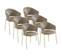 Lot de 6 chaises en velours et métal doré - Beige - MADOLIA de Pascal MORABITO