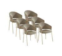 Lot de 6 chaises en velours et métal doré - Beige - MADOLIA de Pascal MORABITO