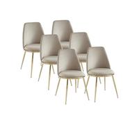 Lot de 6 chaises en velours et métal doré - Beige - NEBINA de