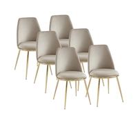 Lot de 6 chaises en velours et métal doré - Beige - NEBINA de Pascal MORABITO