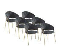 Lot de 6 chaises en velours et métal doré - Gris - MADOLIA de Pascal MORABITO