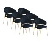 Lot de 6 chaises en velours et métal doré - Noir - MADOLIA de Pascal MORABITO