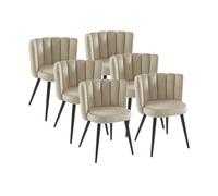 Lot de 6 chaises en velours et métal noir - Beige - PRANILA de