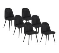 Lot de 6 chaises en velours et métal - Noir - ELEANA