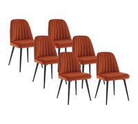 Lot de 6 chaises en velours et métal - Terracotta - ELEANA