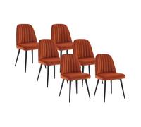 Vente-unique - Lot de 6 chaises en Velours et métal - Terracotta - Eleana - Salle à Manger
