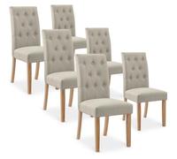 Lot de 6 chaises Gaya capitonnées en tissu beige