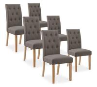 Lot de 6 chaises Gaya capitonnées en tissu taupe