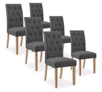 Lot de 6 chaises Gaya captionnées en tissu gris