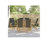 Vidaxl Chaises Inclinables De Jardin Pliantes Lot De 6 Coussins Bambou