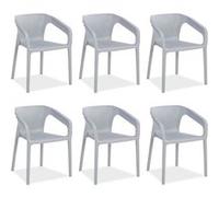 Lot de 6 chaises jardin en gris Gris G