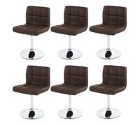 Lot de 6 chaises de salle à manger Kavala, pivotante, similicuir, chrome marron