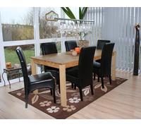 Lot de 6 chaises Latina, salle à manger, cuir reconstitué ~ noir, pieds foncés