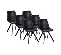 Lot de 6 chaises LUBINE - Simili - Noir
