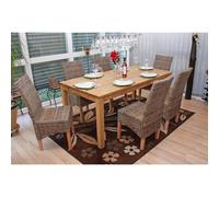 Lot De 6 Chaises M44 Salle À Manger, Rotin Kubu/Bois, 47x52x97cm Sans Coussins Multicolore