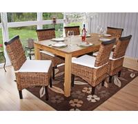 Lot De 6 Chaises M45, Banane Tressée, 47x54x93cm Pieds Foncés, Avec Coussin Multicolore