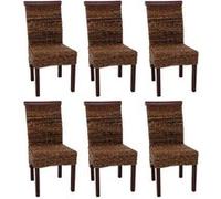 Lot de 6 chaises M45, banane tressée, 47x54x93cn, pieds marrons Beige G