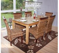 Lot De 6 Chaises M45, Banane Tressée, 47x54x93cn, Pieds Marrons Multicolore