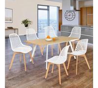 IDMarket Chaises MANDY – Lot de 6 blanches pour salle à manger