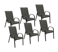 Lot de 6 chaises marbella en textilène gris - aluminium anthracite