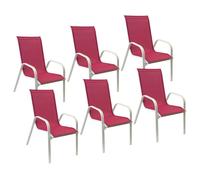 Lot de 6 chaises marbella en textilène rose - aluminium blanc