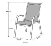 Happy Garden Lot de 6 chaises de Jardin Marbella - Textilène Taupe et Aluminium Blanc