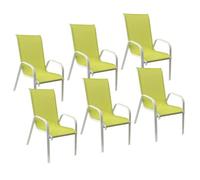 Lot De 6 Chaises Marbella En Textilène Vert - Aluminium Blanc Vert