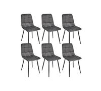 Lot de 6 chaises matelassées en tissu toucher doux gris - MATELIA - ALTOBUY