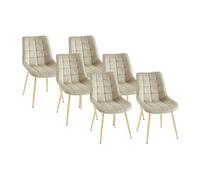 Vente-unique - Chaise Lotto de 6 Ollua - Velours - Beige | Douceur du velours, robustesse de la base en métal