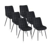 Lot de 6 chaises matelassées - Velours et métal - Noir - OLLUA